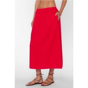 NEW VELVET HEART women's fiona linen blend pull on skirt in red